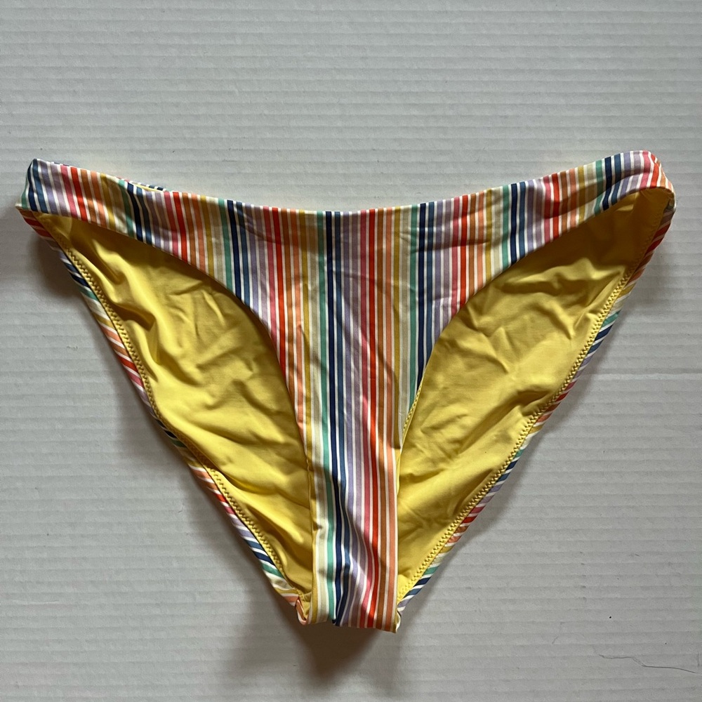 Marine Layer Havana rainbow stripe yellow bikini bottoms size small EUC